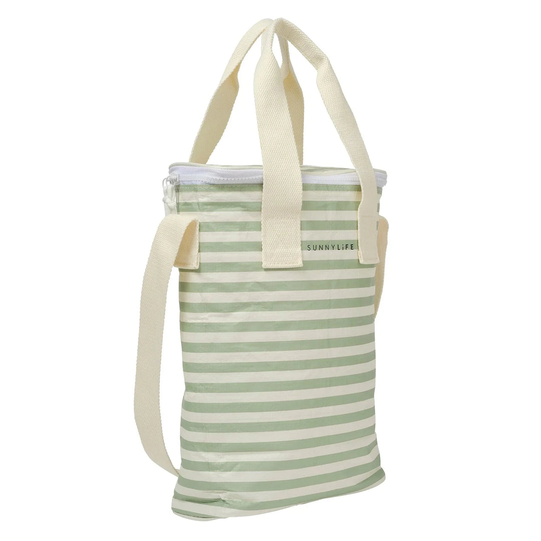 Light Cooler Drinks Bag - Sea Sage Stripe Cooler Bag Sunny Life 