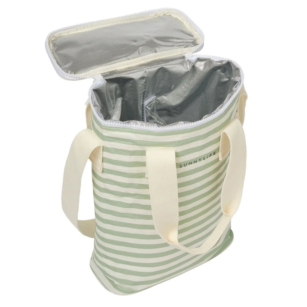 Light Cooler Drinks Bag - Sea Sage Stripe Cooler Bag Sunny Life 