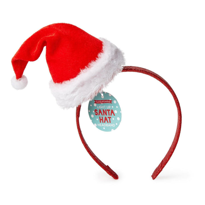 Light Up Santa Hat Headband Accessories Two's Company 