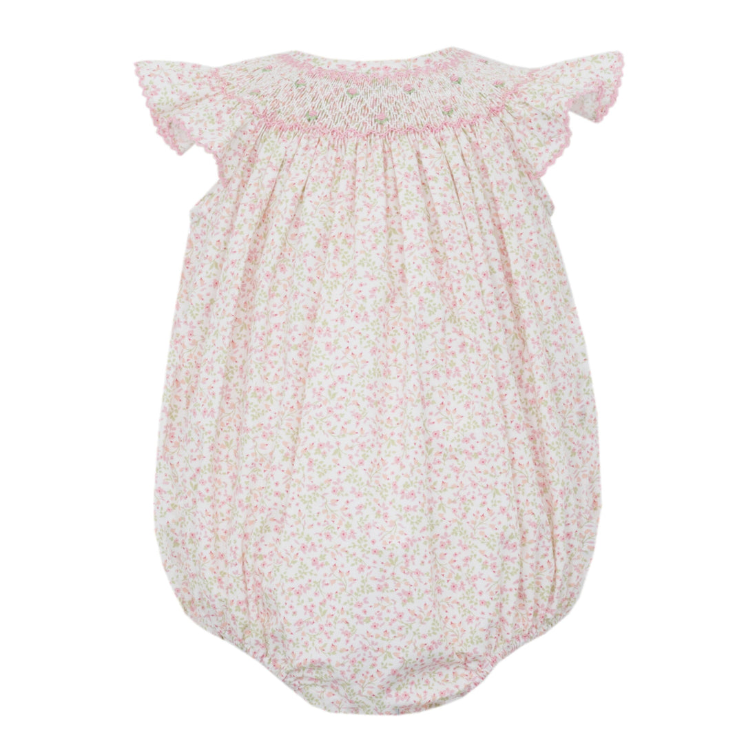 Lily Pink Floral Smocked Angel Wing Bubble Girl Bubble Petit Bebe 