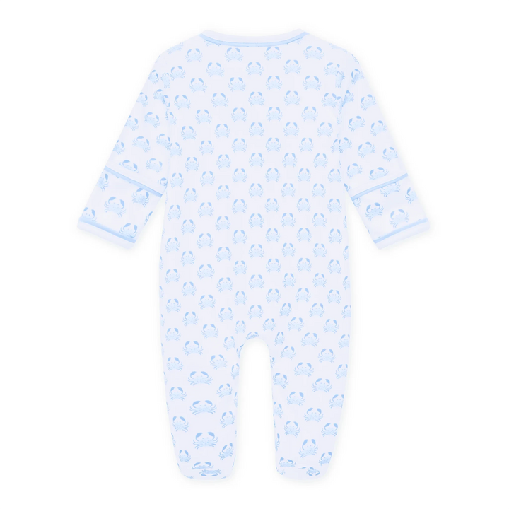 Little Crawlers Print Zip Footie - Light Blue Boy Footie Magnolia Baby 