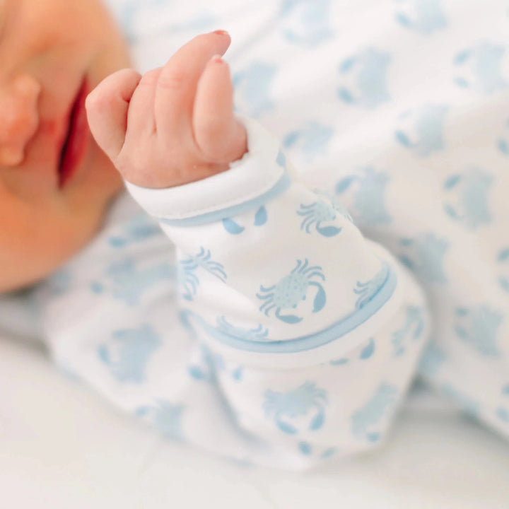 Little Crawlers Print Zip Footie - Light Blue Boy Footie Magnolia Baby 