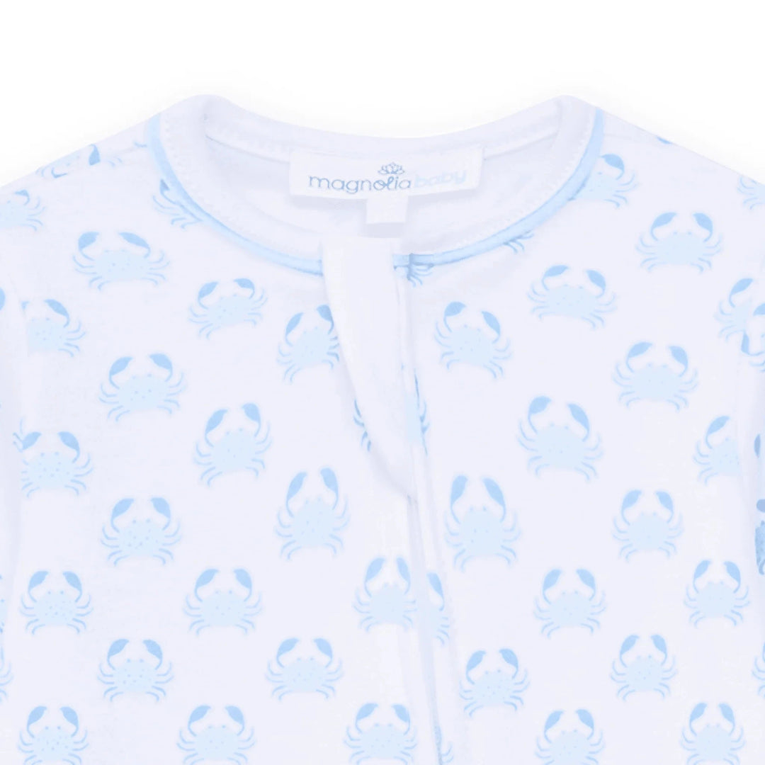 Little Crawlers Print Zip Footie - Light Blue Boy Footie Magnolia Baby 