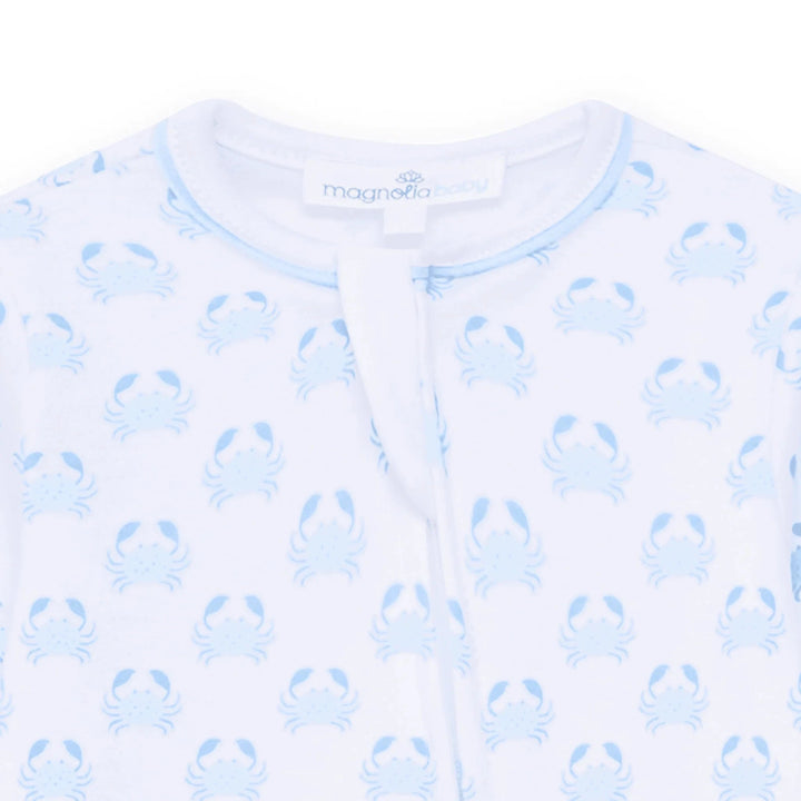 Little Crawlers Print Zip Footie - Light Blue Boy Footie Magnolia Baby 