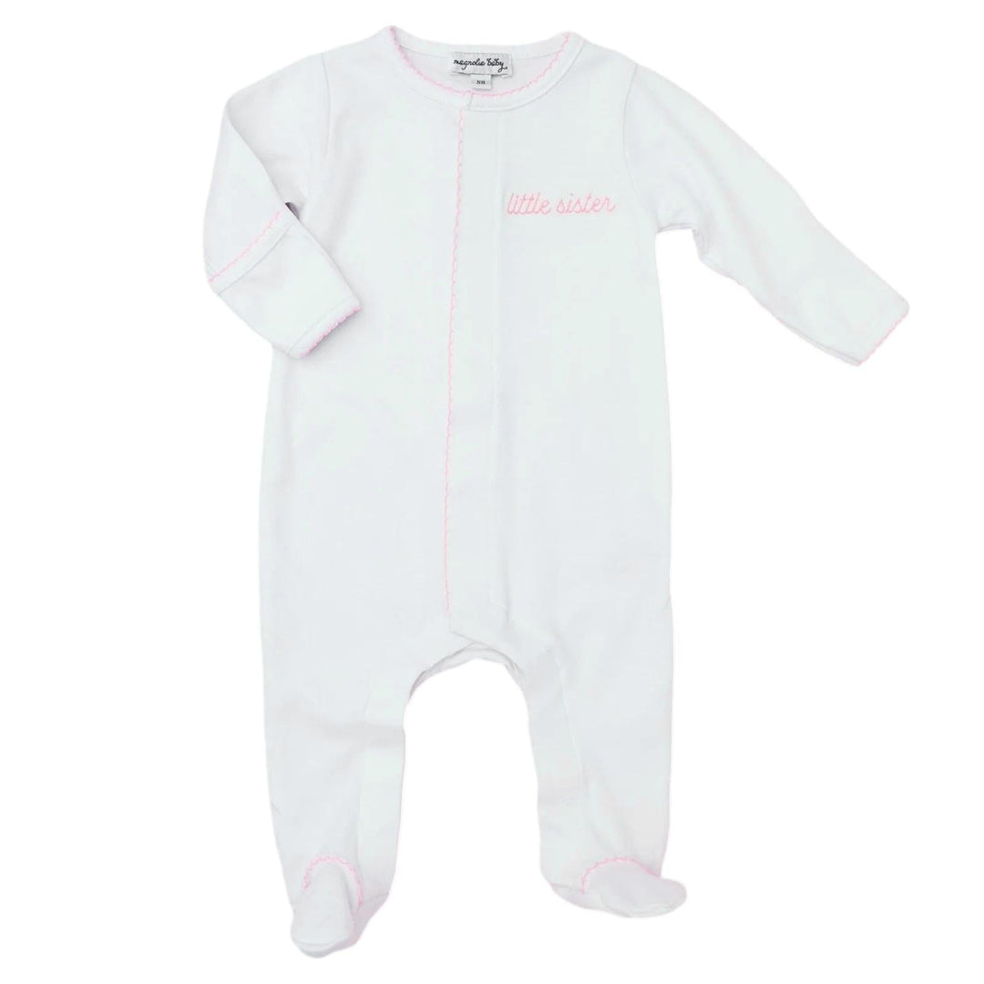 Little Sister Embroidered Footie Girl Footie Magnolia Baby 