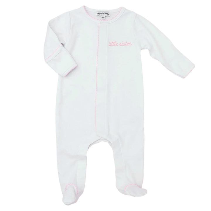 Little Sister Embroidered Footie Girl Footie Magnolia Baby 
