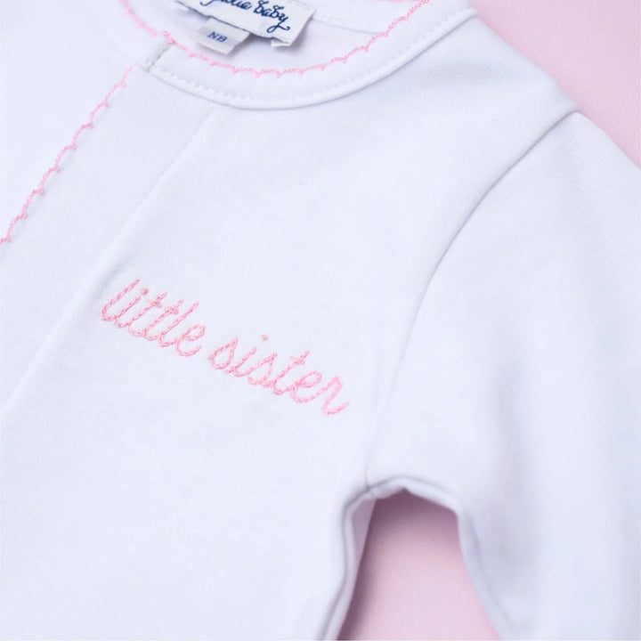 Little Sister Embroidered Footie Girl Footie Magnolia Baby 