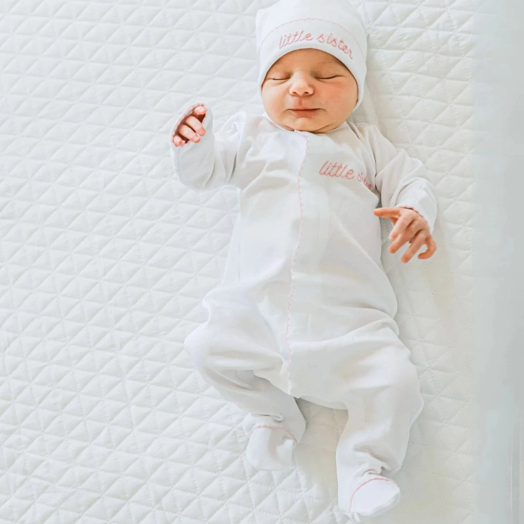 Little Sister Embroidered Footie Girl Footie Magnolia Baby 