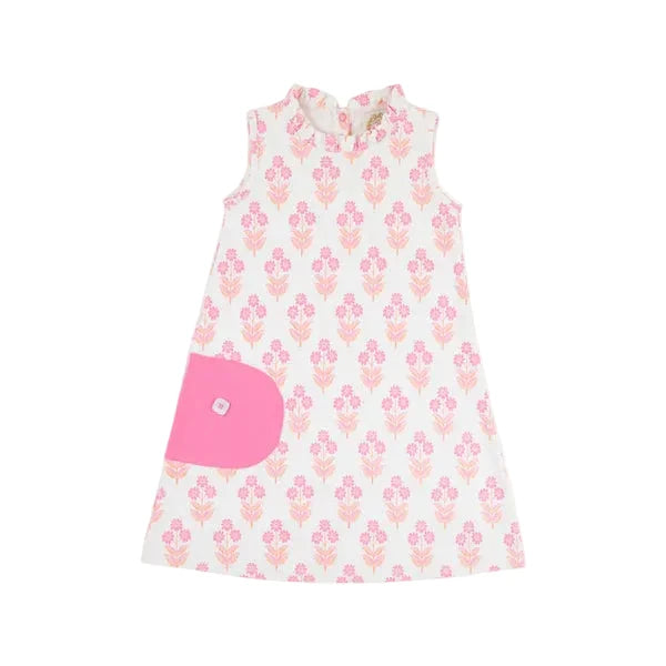 Lizzie's Luxe Leisure Dress - Bridgetown Harbour Hand Block Girl Dress Beaufort Bonnet 