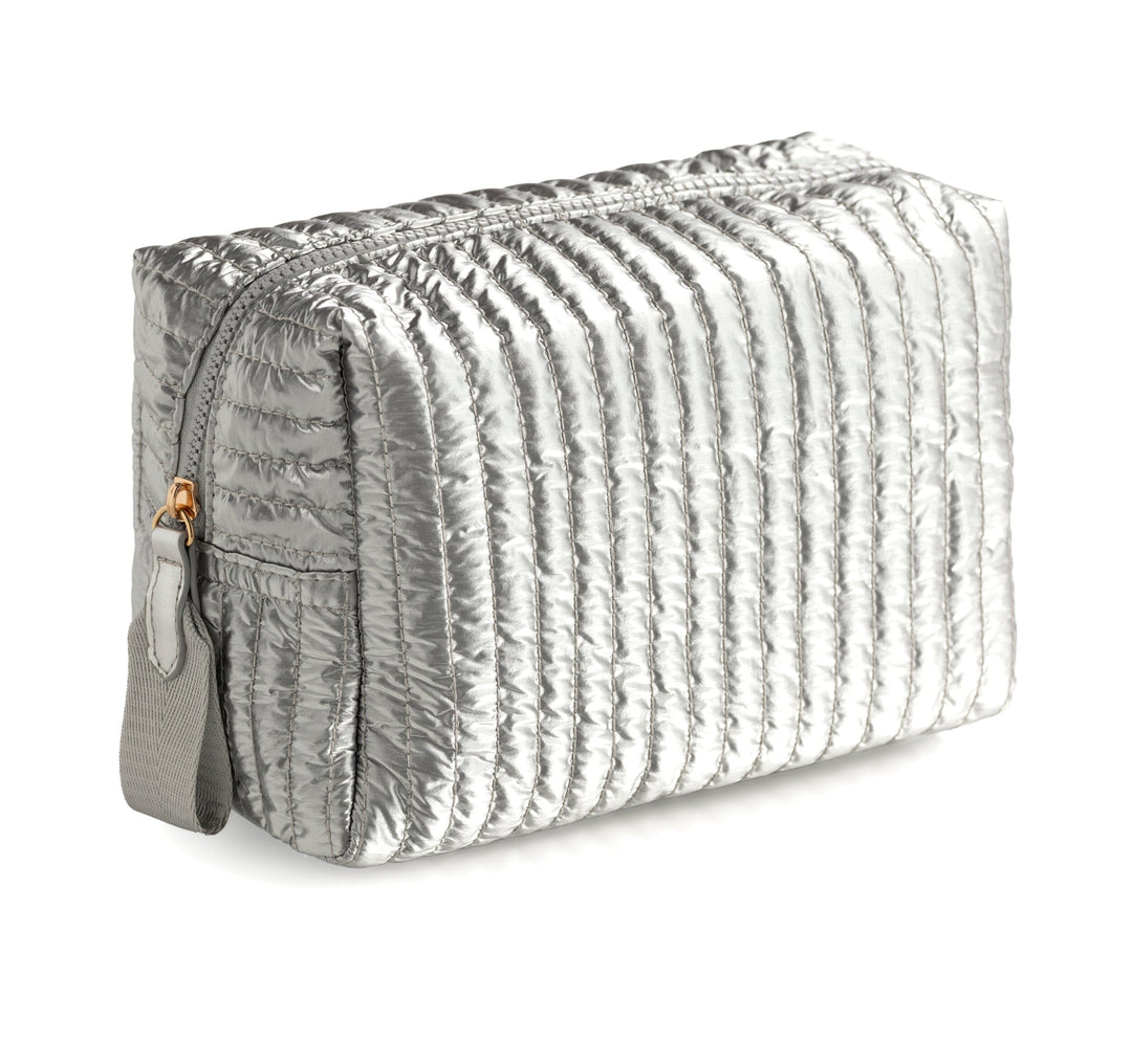 Logan Large Cosmetic Pouch - Silver Cosmetic/Accessories Bags Shiraleah 