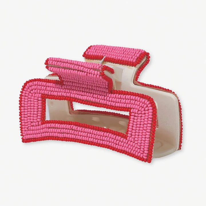 Lola Solid Color w/ Piped Edges Claw Clip - Pink Womens Hair Accessory Ink and Alloy 
