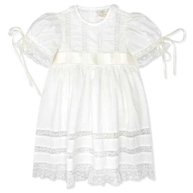 London Dress - Blessings White, Ecru Satin Girl Dress Lullaby Set 