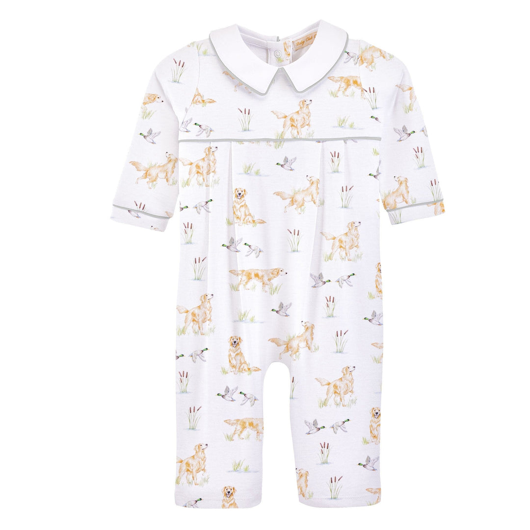 Long Print Collared Romper - Goldens and Mallards Boy Romper Baby Club Chic 