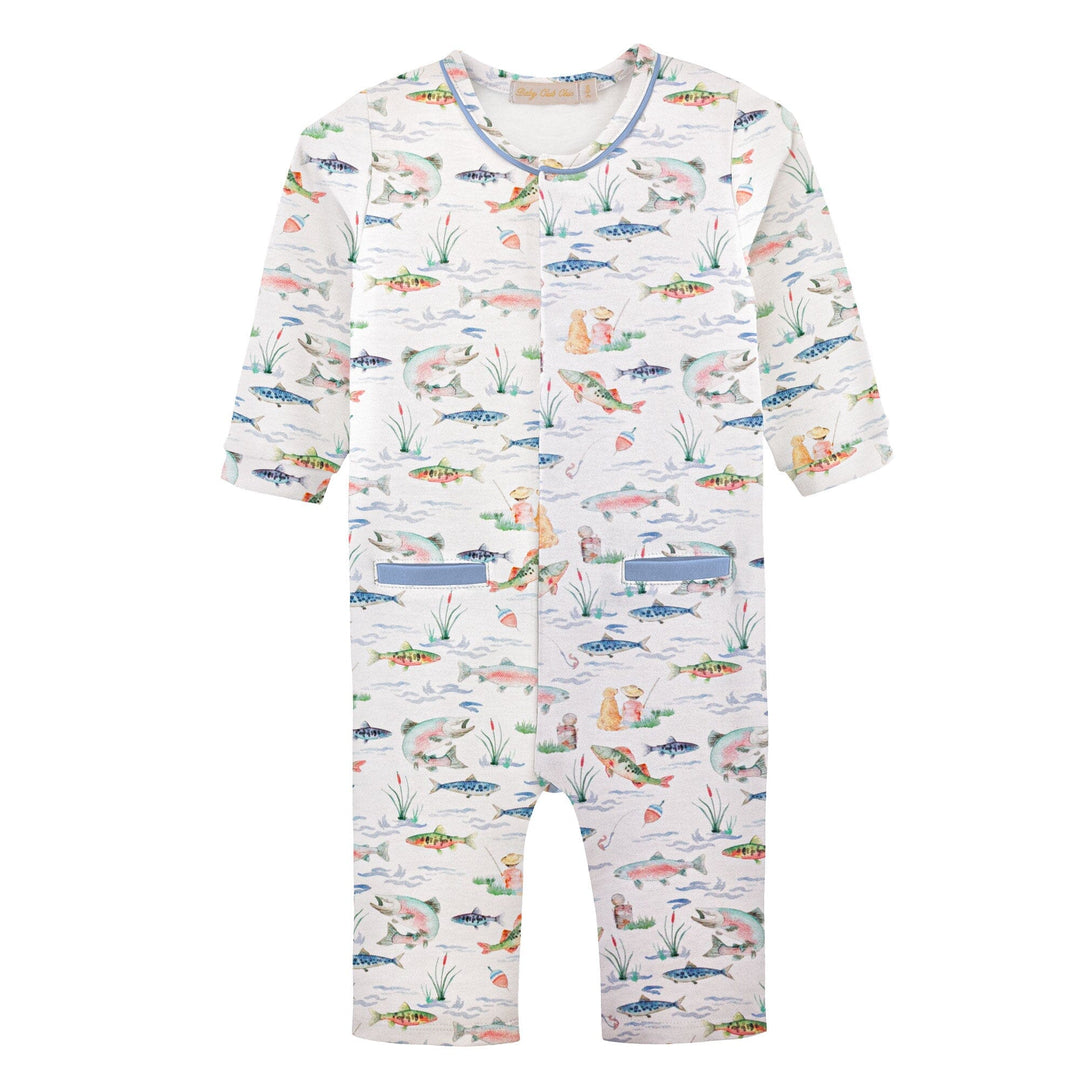Long Print Pocket Romper - Gone Fishing Boy Romper Baby Club Chic 