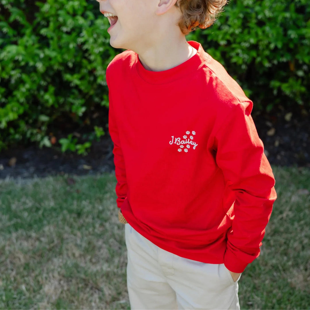 Long Sleeve Logo Tee - Dawg on Red Boy Shirt J Bailey 