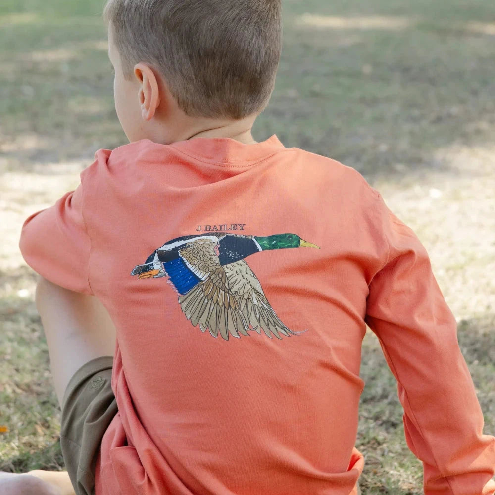 Long Sleeve Logo Tee - Mallard on Rust Boy Shirt J Bailey 