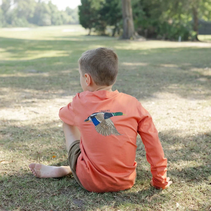 Long Sleeve Logo Tee - Mallard on Rust Boy Shirt J Bailey 