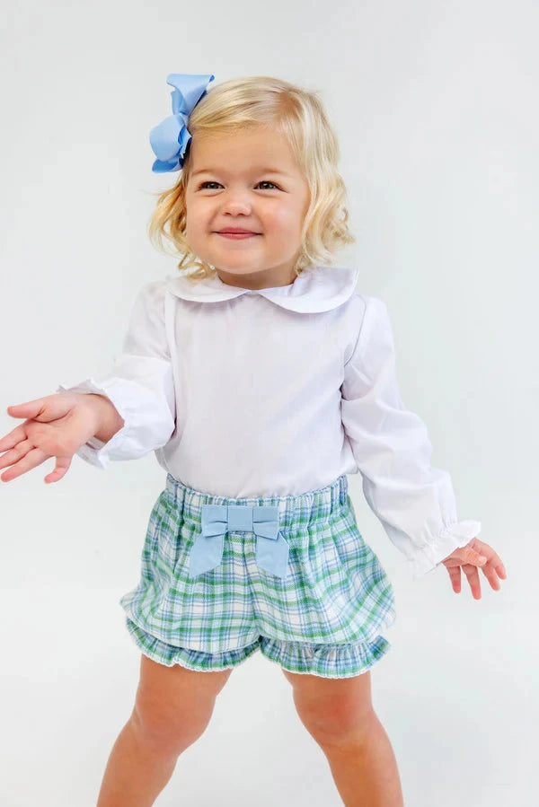 Long Sleeve Maude's Peter Pan Collar Shirt & Onesie - Worth Avenue White Girl Shirt Beaufort Bonnet 