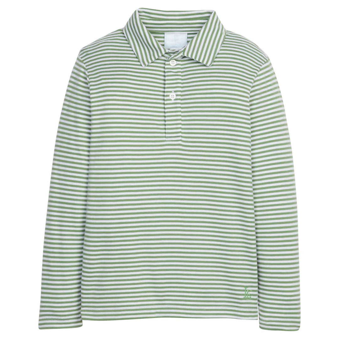 Long Sleeve Polo - Watercress Stripe Boy Shirt Little English 