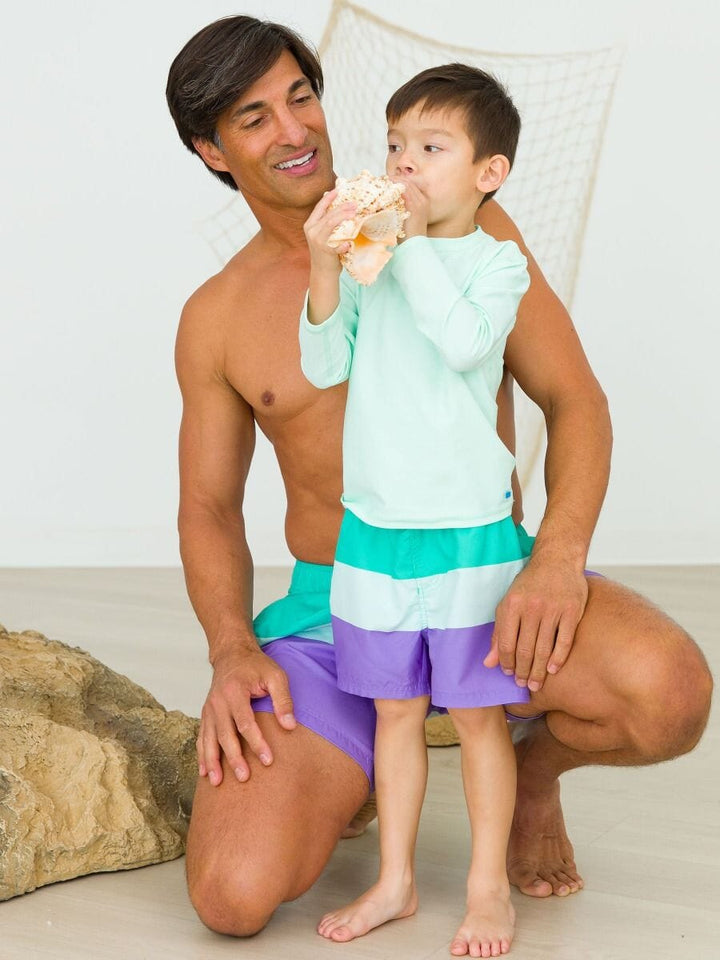 Long Sleeve Rash Guard - Mint Boy Bathing Suit Rufflebutts 