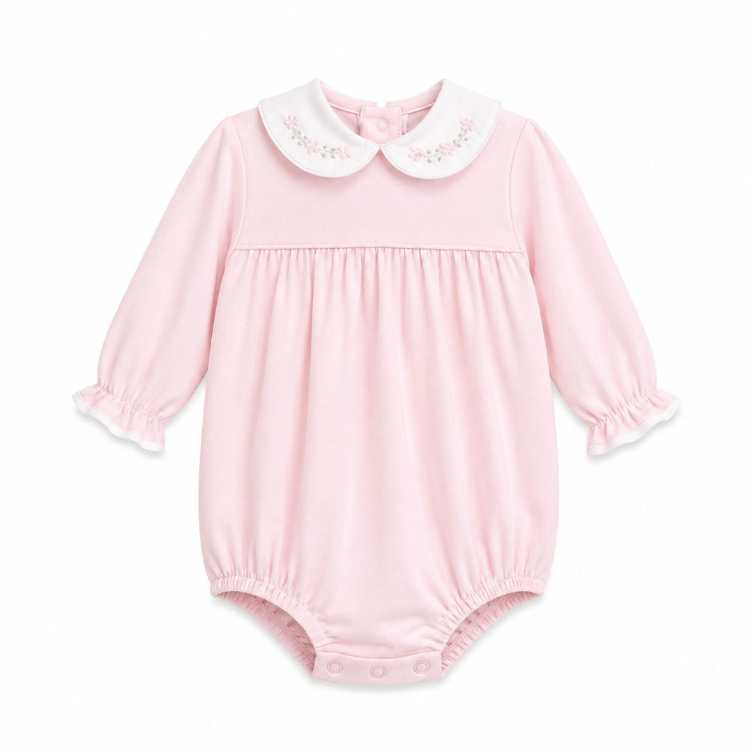 Long Sleeve Round Collar Knit Bubble - Satin Flowers Girl Bubble Auraluz 