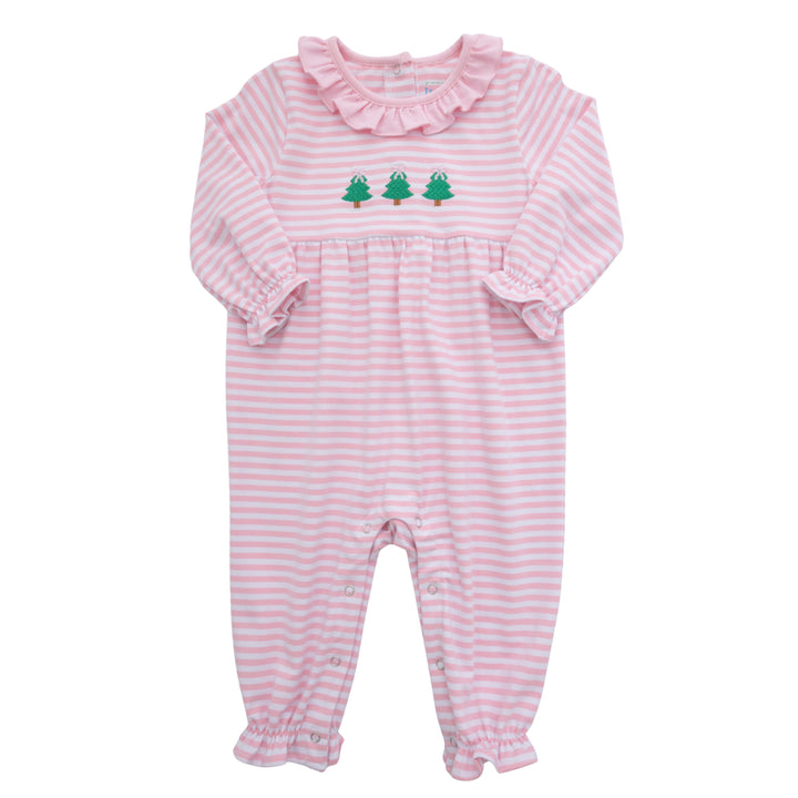 Long Sleeve Ruffle Romper - Christmas Tree Girl Romper Itsy Bitsy 