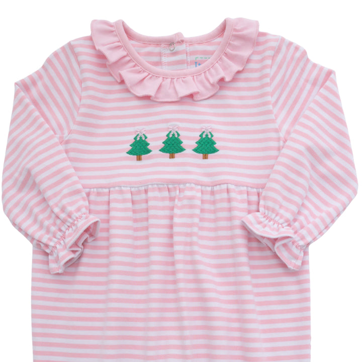 Long Sleeve Ruffle Romper - Christmas Tree Girl Romper Itsy Bitsy 