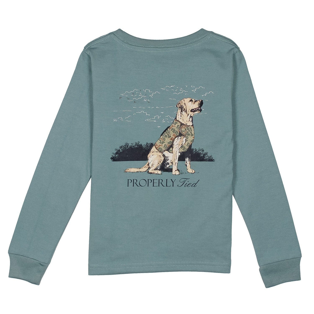 Long Sleeve Tee - Good Boy on Steel Blue Boy Shirt Properly Tied 