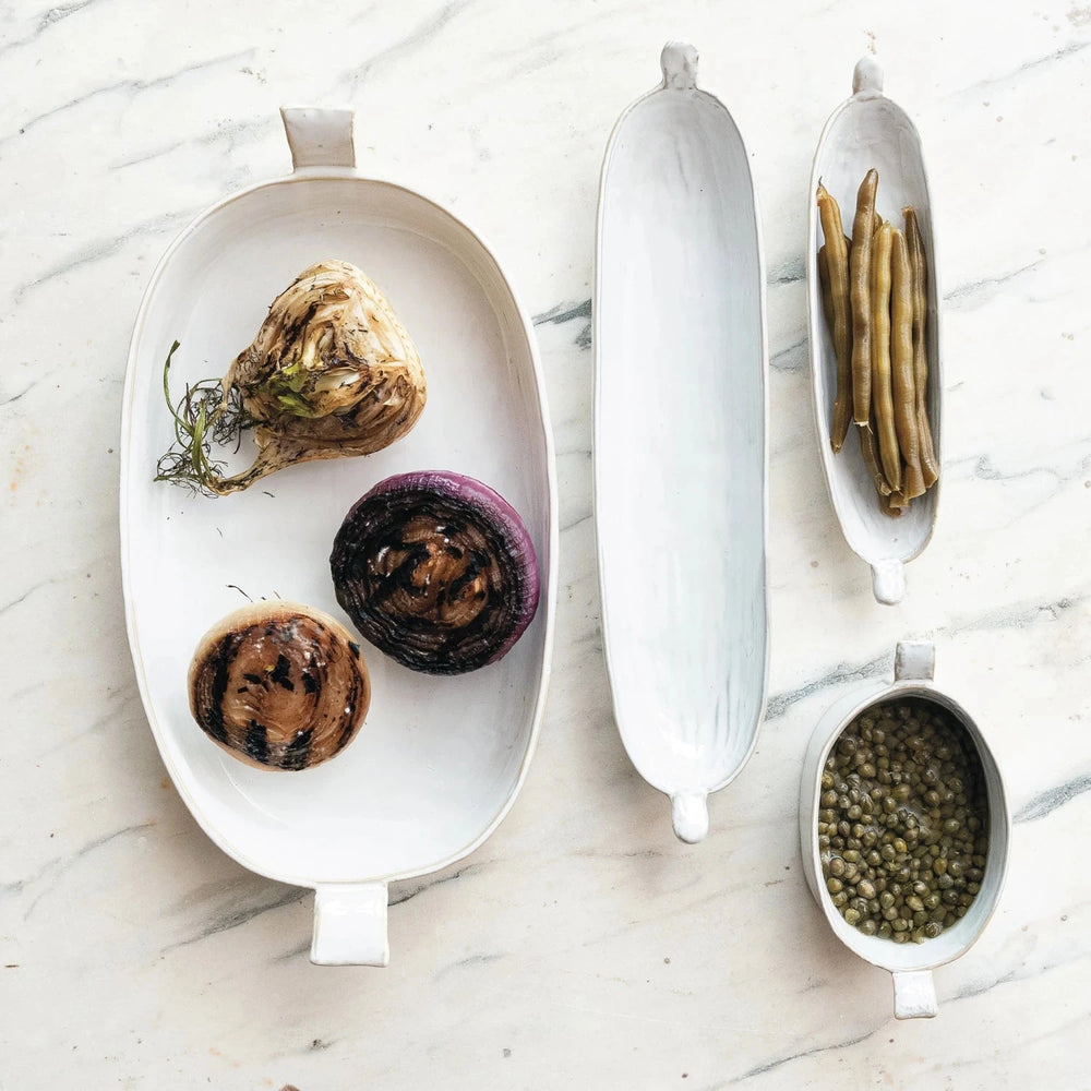Long Stoneware Dish with Handles Bakeware Creative Co-Op 