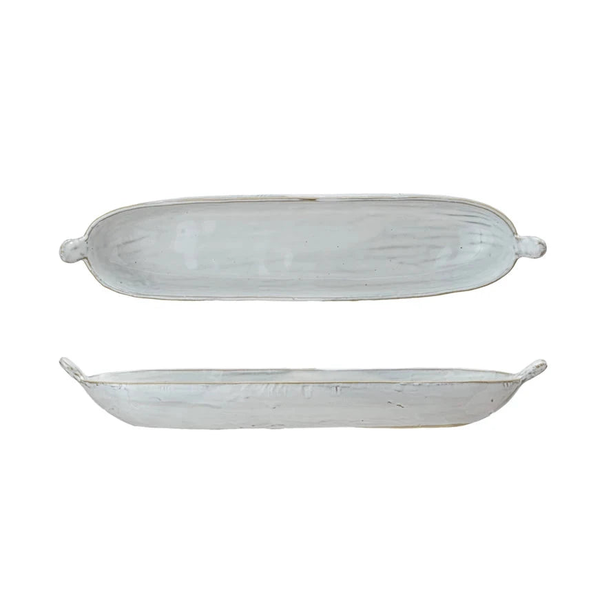 Long Stoneware Dish with Handles Bakeware Creative Co-Op 