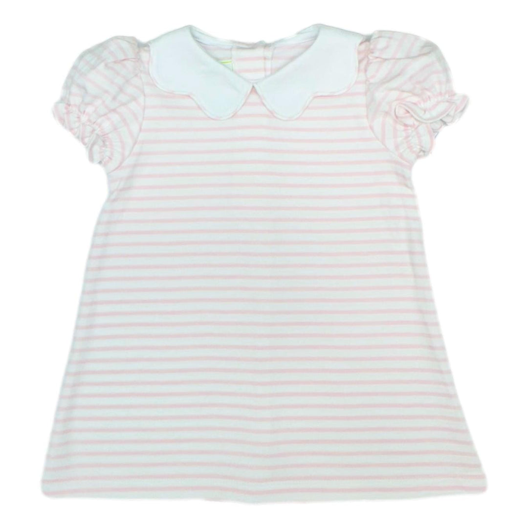 Louisa Short Sleeve Dress - Pink Stripe Girl Dress Zuccini Kids 