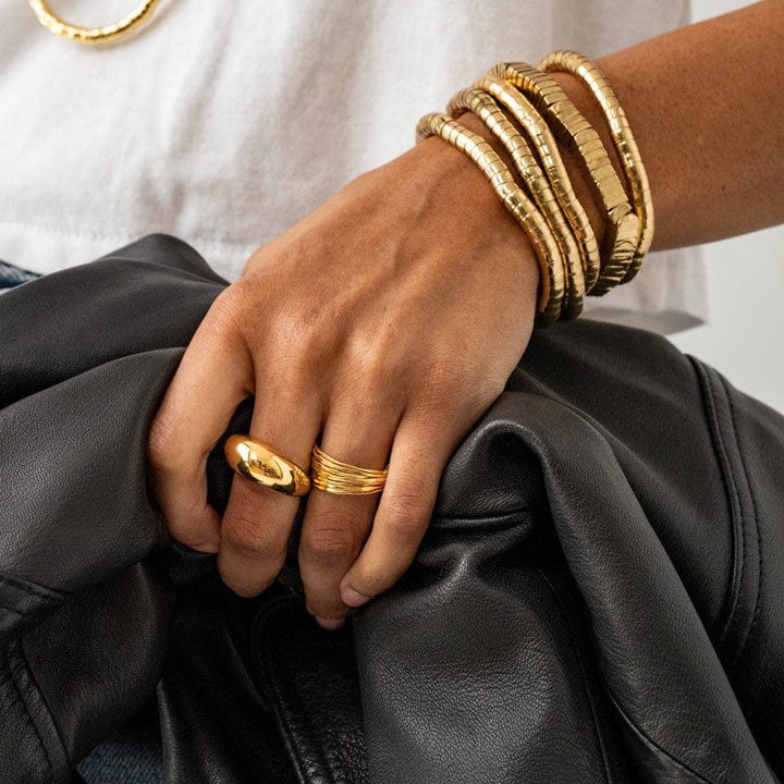 Lucille Round Bead Stretch Bracelet - Gold Womens Bracelet Ink and Alloy 