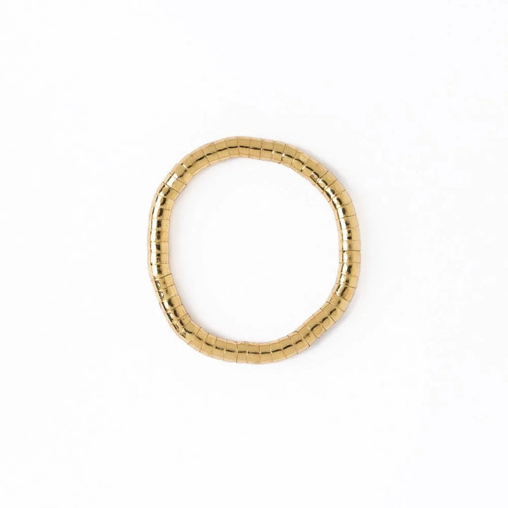 Lucille Round Bead Stretch Bracelet - Gold Womens Bracelet Ink and Alloy 