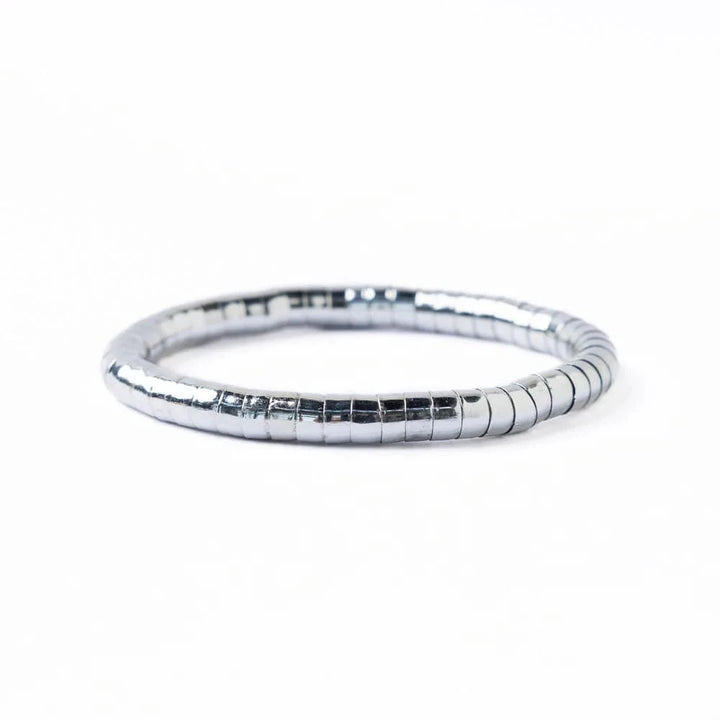 Lucille Round Bead Stretch Bracelet - Silver Womens Bracelet Ink and Alloy 
