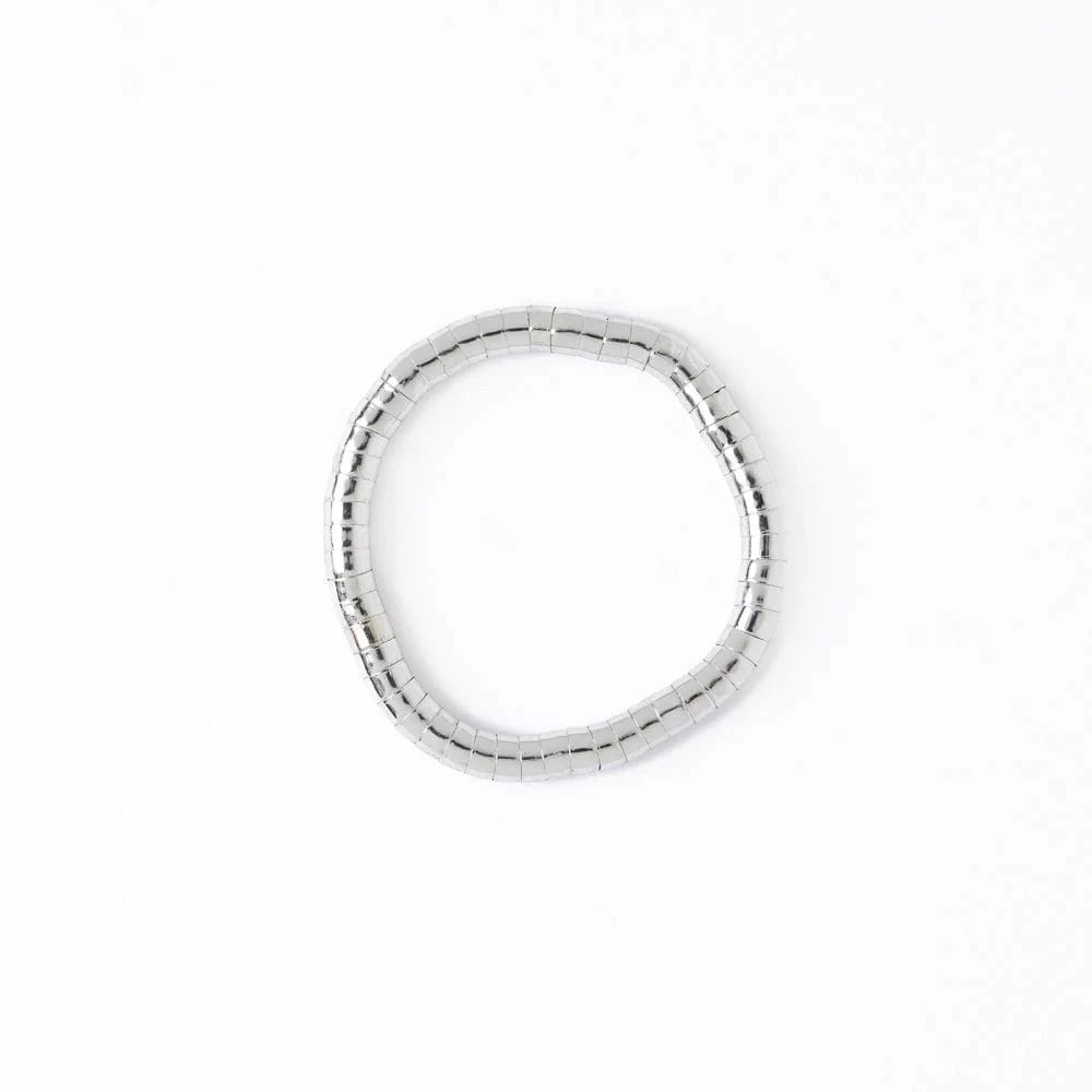 Lucille Round Bead Stretch Bracelet - Silver Womens Bracelet Ink and Alloy 