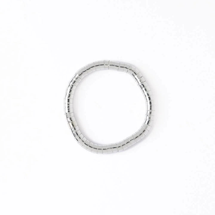 Lucille Round Bead Stretch Bracelet - Silver Womens Bracelet Ink and Alloy 