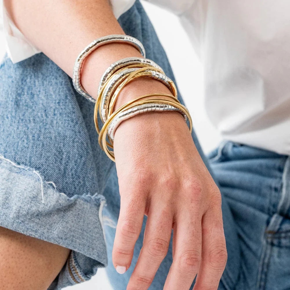 Lucille Round Bead Stretch Bracelet - Silver Womens Bracelet Ink and Alloy 