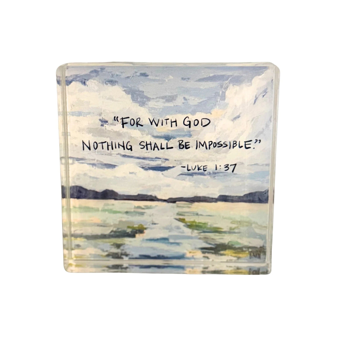 Luke 1:37 Acrylic Scripture Block Home Decor Lauren Dunn 