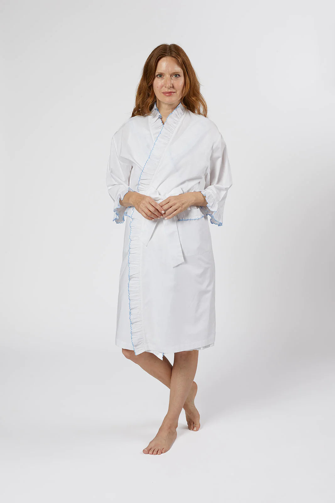 Lulie Cotton Ruffle Robe - Light Blue Small Lulie Cotton Ruffle Robe - Light Blue Small