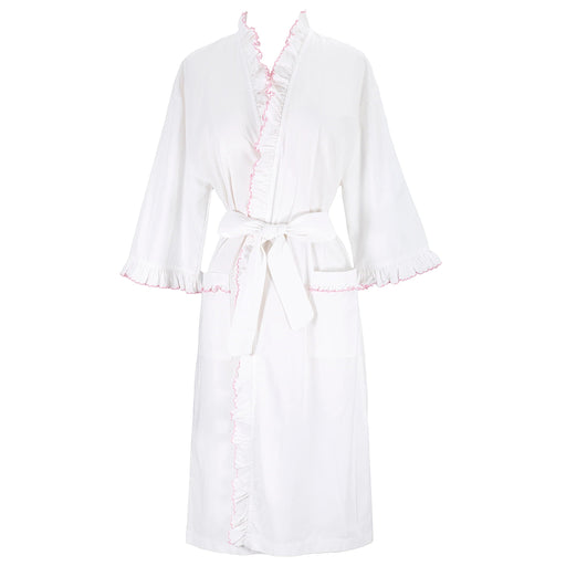 Lulie Cotton Ruffle Robe - Pink Womens Robes Lenora 
