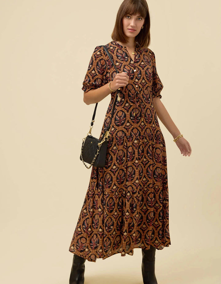 Lynette Midi Dress - Guerard Estate Floral Black Womens Dress Spartina 