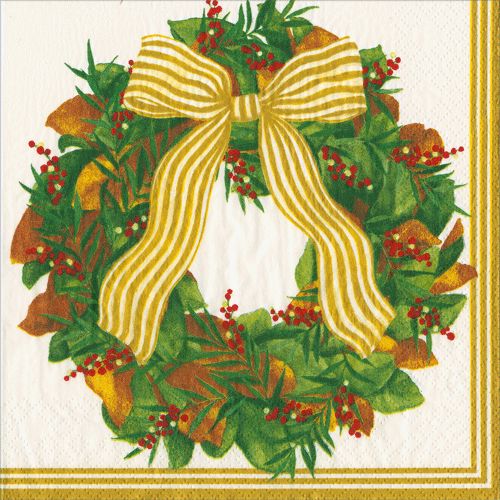 Magnolia Wreath Cocktail Napkins - 20 Per Package Cocktail Napkins Caspari 