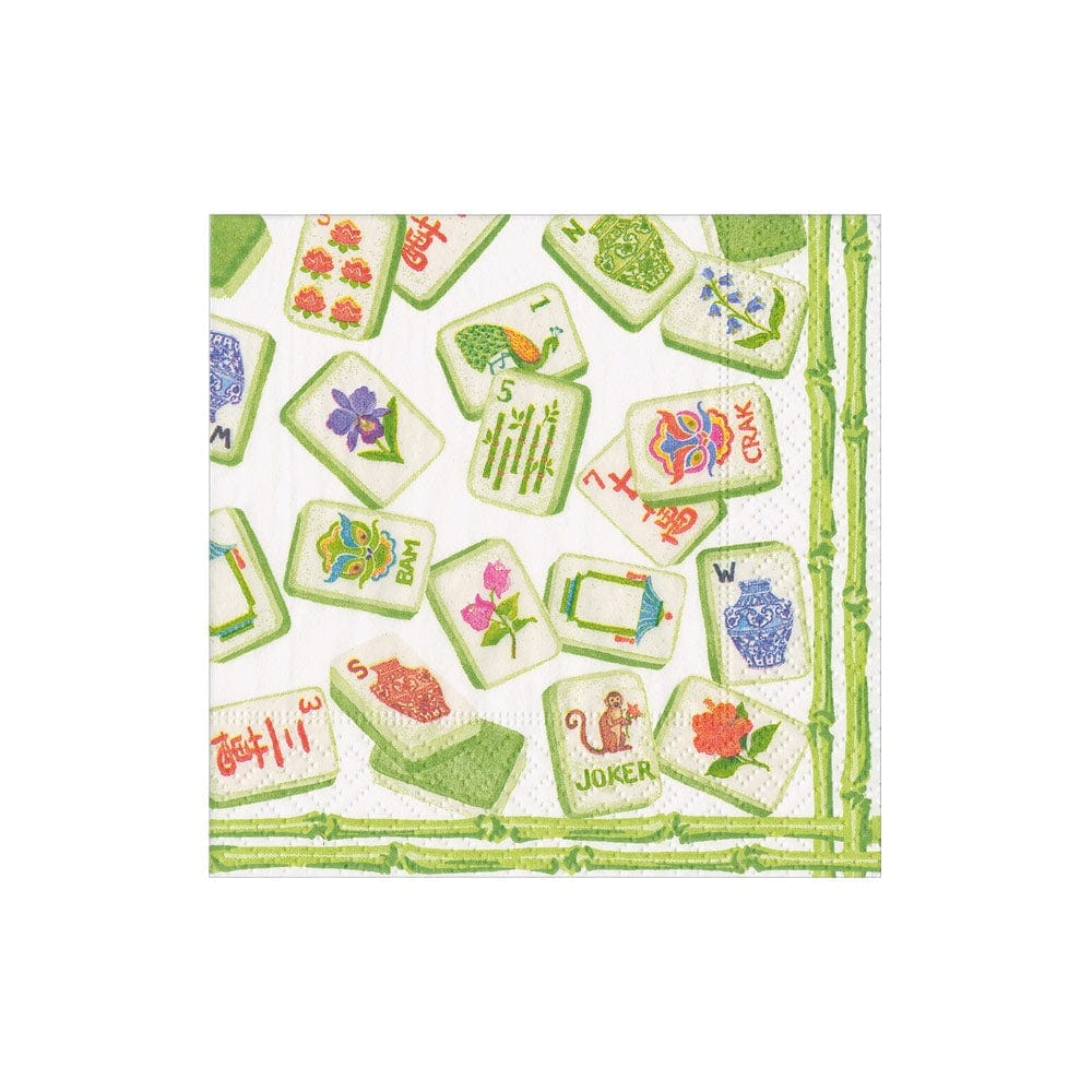 Mahjong Green Cocktail Napkin - 20 Per Package Cocktail Napkins Caspari 