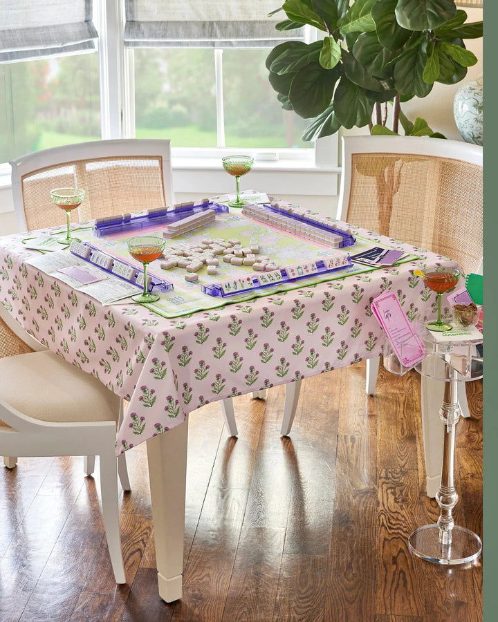 Mahjong Instructional Tablecloth - Pink Thistle Game Oh My Mahjong 
