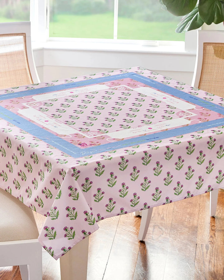 Mahjong Instructional Tablecloth - Pink Thistle Game Oh My Mahjong 