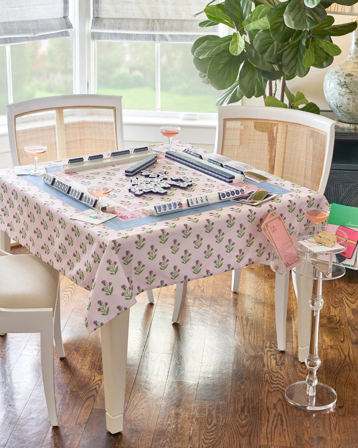Mahjong Instructional Tablecloth - Pink Thistle Game Oh My Mahjong 