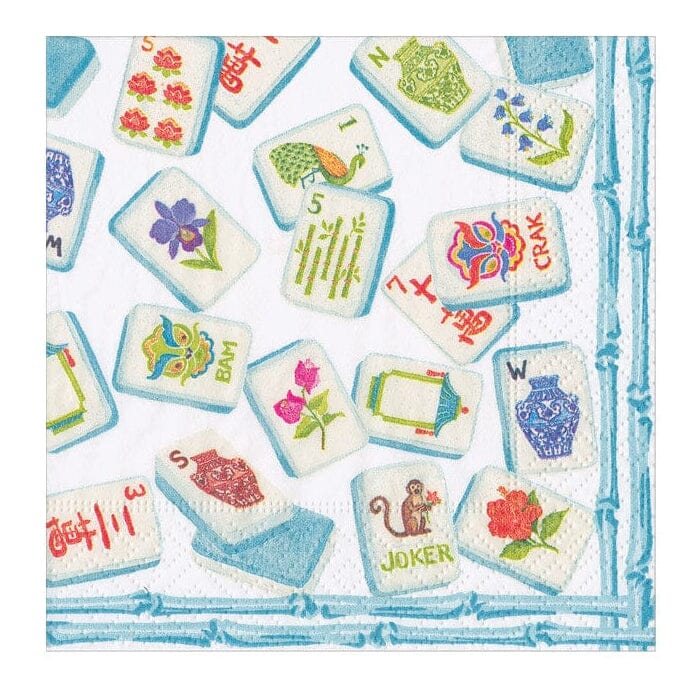 Mahjong Robin's Egg Cocktail Napkin - 20 Per Package Cocktail Napkins Caspari 
