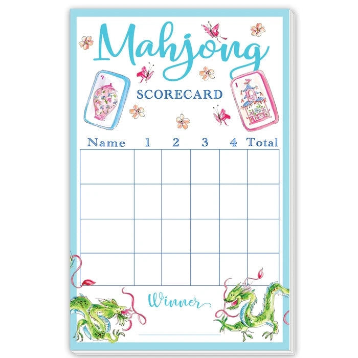 Mahjong Scorecard Butterflies & Dragons Large Notepad Notebooks & Notepads Rosanne Beck 