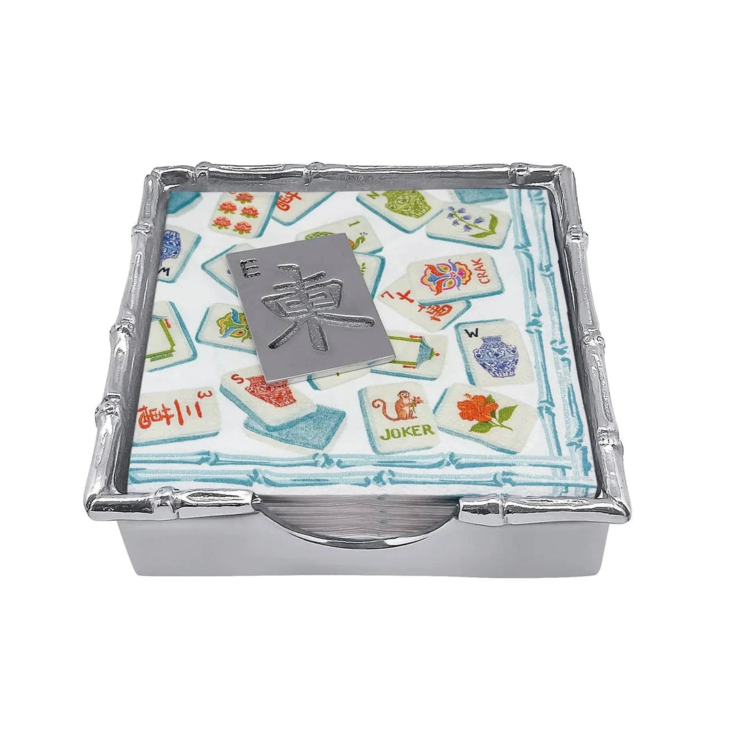 Mahjong Tile Bamboo Napkin Box Cocktail Napkins Mariposa 