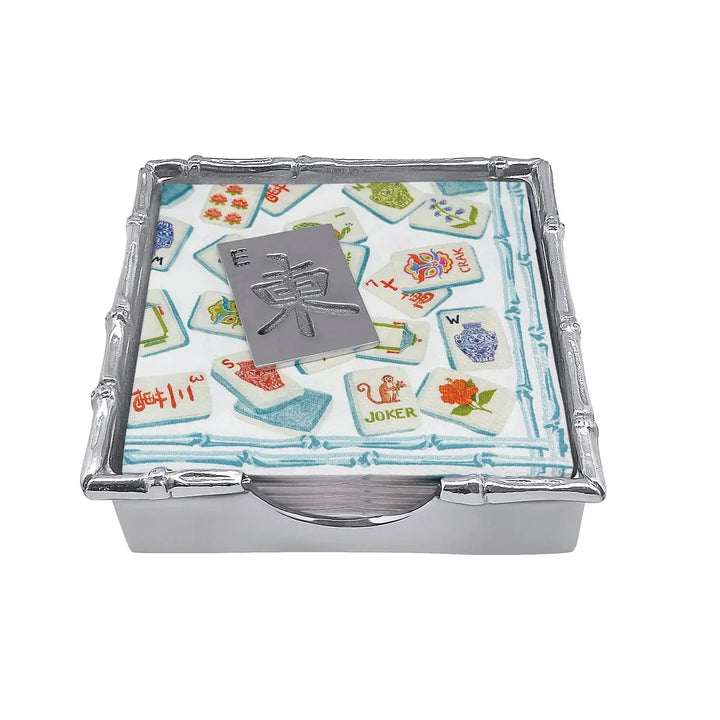 Mahjong Tile Bamboo Napkin Box Cocktail Napkins Mariposa 